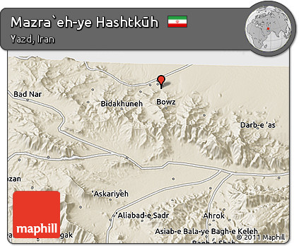 Shaded Relief 3D Map of Mazra`eh-ye Hashtkūh