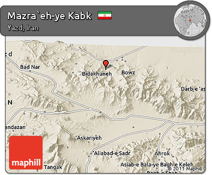 Shaded Relief 3D Map of Mazra`eh-ye Kabk
