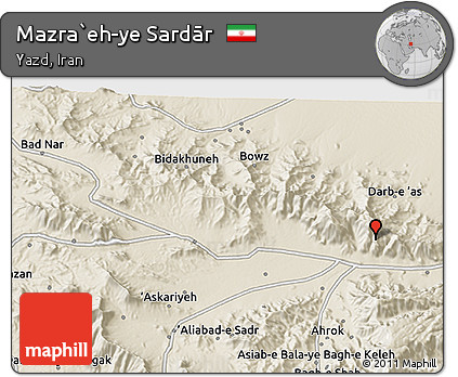 Shaded Relief 3D Map of Mazra`eh-ye Sardār