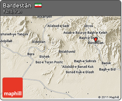 Shaded Relief 3D Map of Bardestān