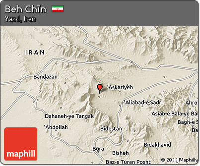 Shaded Relief 3D Map of Beh Chīn
