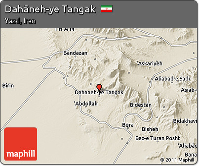 Shaded Relief 3D Map of Dahāneh-ye Tangak
