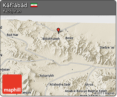 Shaded Relief 3D Map of Kāfīābād