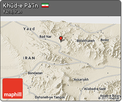 Shaded Relief 3D Map of Khūd-e Pā'īn