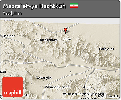 Shaded Relief 3D Map of Mazra`eh-ye Hashtkūh