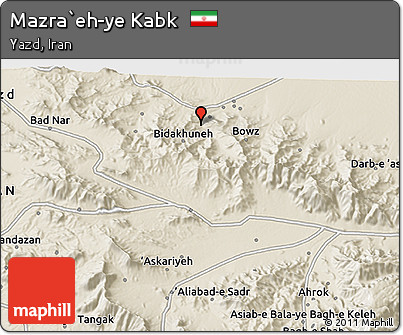 Shaded Relief 3D Map of Mazra`eh-ye Kabk