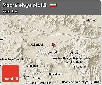 Shaded Relief 3D Map of Mazra`eh-ye Mollā