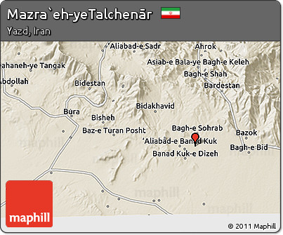 Shaded Relief 3D Map of Mazra`eh-yeTalchenār
