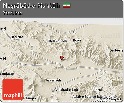 Shaded Relief 3D Map of Naşrābād-e Pīshkūh