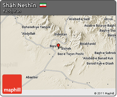 Shaded Relief 3D Map of Shāh Neshīn