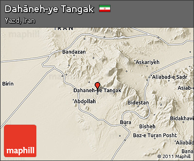 Shaded Relief 3D Map of Dahāneh-ye Tangak