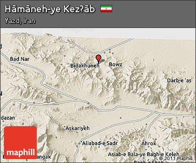 Shaded Relief 3D Map of Hāmāneh-ye Kez̄āb