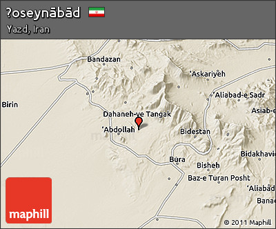 Shaded Relief 3D Map of Ḩoseynābād