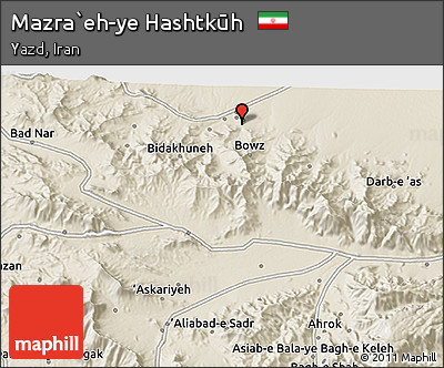Shaded Relief 3D Map of Mazra`eh-ye Hashtkūh