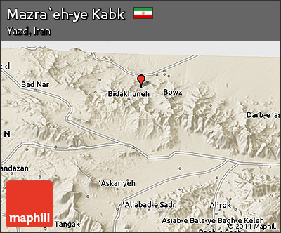 Shaded Relief 3D Map of Mazra`eh-ye Kabk