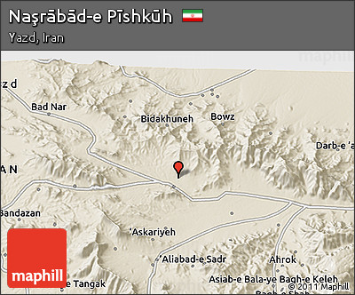 Shaded Relief 3D Map of Naşrābād-e Pīshkūh