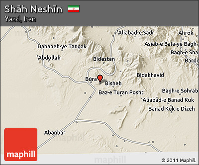 Shaded Relief 3D Map of Shāh Neshīn