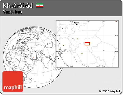 Blank Location Map of Kheẕrābād