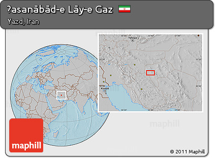 Gray Location Map of Ḩasanābād-e Lāy-e Gaz, hill shading