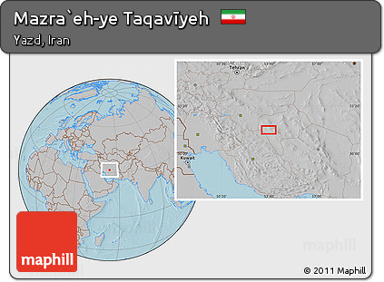 Gray Location Map of Mazra`eh-ye Taqavīyeh, hill shading
