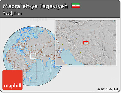 Gray Location Map of Mazra`eh-ye Taqavīyeh, hill shading
