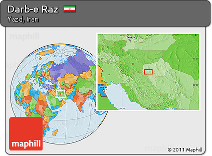 Political Location Map of Darb-e Raz