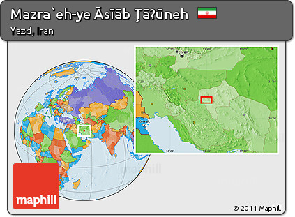 Political Location Map of Mazra`eh-ye Āsīāb Ţāḩūneh