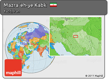 Political Location Map of Mazra`eh-ye Kabk