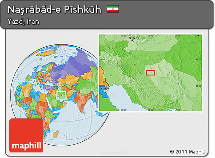 Political Location Map of Naşrābād-e Pīshkūh