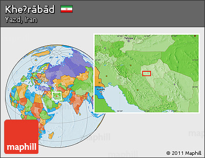 Political Location Map of Kheẕrābād