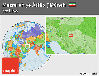 Political Location Map of Mazra`eh-ye Āsīāb Ţāḩūneh