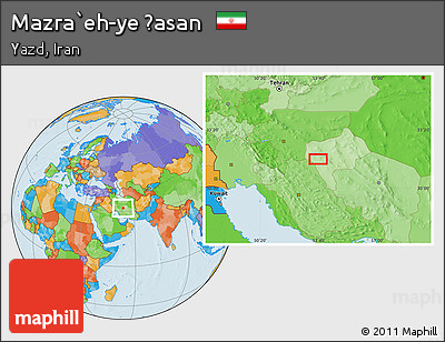 Political Location Map of Mazra`eh-ye Ḩasan
