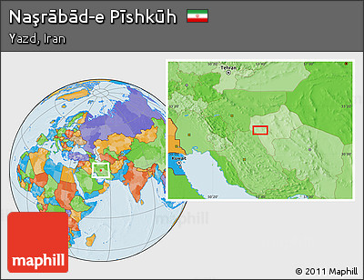 Political Location Map of Naşrābād-e Pīshkūh