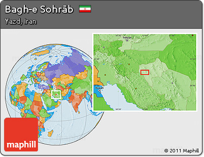 Political Location Map of Bagh-e Sohrāb