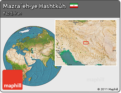 Satellite Location Map of Mazra`eh-ye Hashtkūh