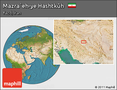 Satellite Location Map of Mazra`eh-ye Hashtkūh