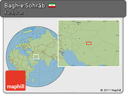 Savanna Style Location Map of Bagh-e Sohrāb