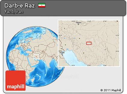 Shaded Relief Location Map of Darb-e Raz