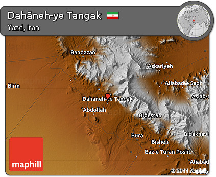 Physical Map of Dahāneh-ye Tangak
