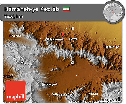 Physical Map of Hāmāneh-ye Kez̄āb
