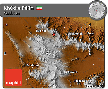 Physical Map of Khūd-e Pā'īn