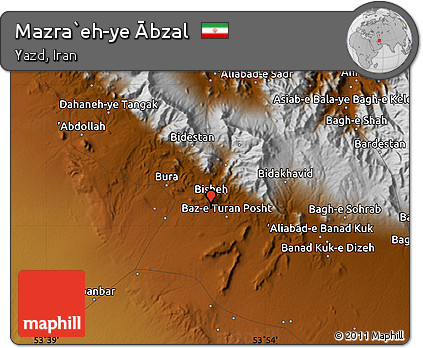 Physical Map of Mazra`eh-ye Ābzal