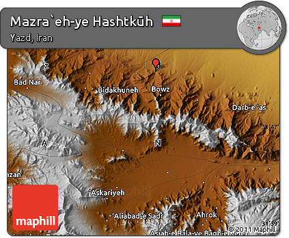 Physical Map of Mazra`eh-ye Hashtkūh