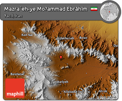 Physical Map of Mazra`eh-ye Moḩammad Ebrāhīm