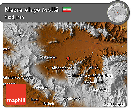 Physical Map of Mazra`eh-ye Mollā