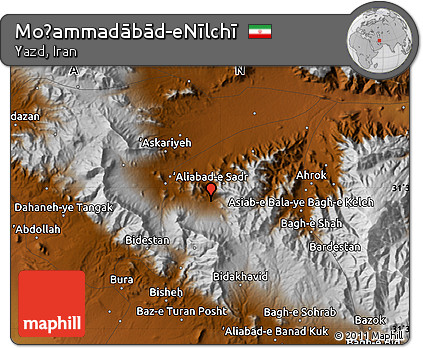 Physical Map of Moḩammadābād-eNīlchī