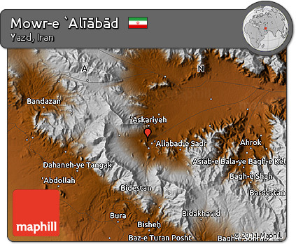Physical Map of Mowr-e `Alīābād