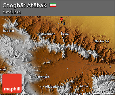 Physical Map of Choghāt Atābak