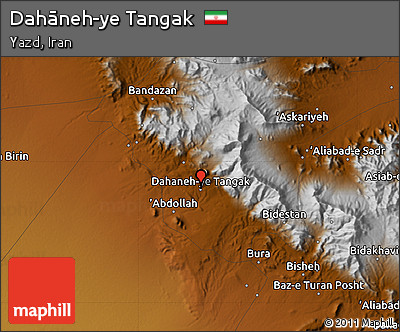Physical Map of Dahāneh-ye Tangak