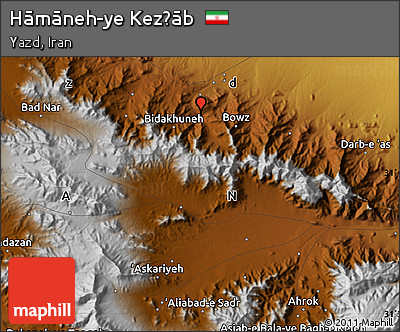 Physical Map of Hāmāneh-ye Kez̄āb